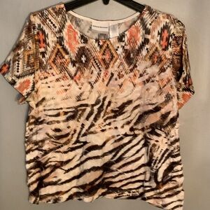 Alfred Dunner Aztec Print Short Sleeve Top